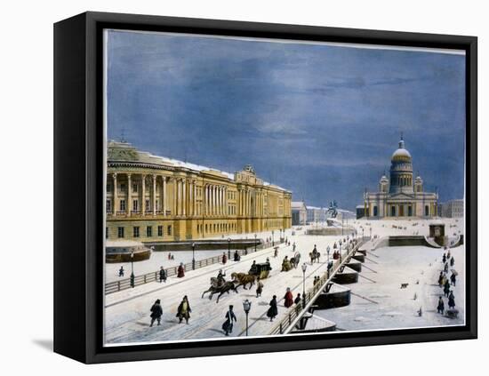 St Isaac's Cathedral and Senate Square, St Petersburg, Russia, 1840S-Louis-Pierre-Alphonse Bichebois-Framed Stretched Canvas