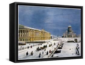 St Isaac's Cathedral and Senate Square, St Petersburg, Russia, 1840S-Louis-Pierre-Alphonse Bichebois-Framed Stretched Canvas