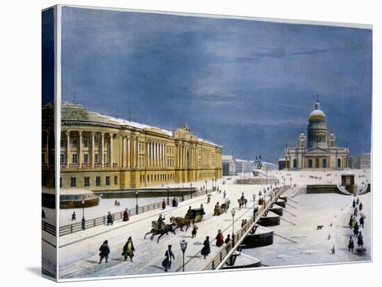 St Isaac's Cathedral and Senate Square, St Petersburg, Russia, 1840S-Louis-Pierre-Alphonse Bichebois-Stretched Canvas