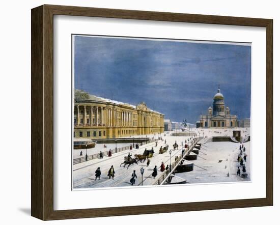 St Isaac's Cathedral and Senate Square, St Petersburg, Russia, 1840S-Louis-Pierre-Alphonse Bichebois-Framed Giclee Print