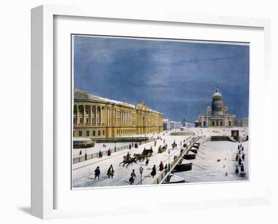 St Isaac's Cathedral and Senate Square, St Petersburg, Russia, 1840S-Louis-Pierre-Alphonse Bichebois-Framed Giclee Print