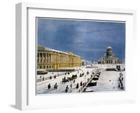 St Isaac's Cathedral and Senate Square, St Petersburg, Russia, 1840S-Louis-Pierre-Alphonse Bichebois-Framed Giclee Print