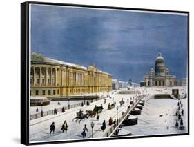 St Isaac's Cathedral and Senate Square, St Petersburg, Russia, 1840S-Louis-Pierre-Alphonse Bichebois-Framed Stretched Canvas