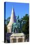 St. Istvan Statue, Fisherman's Bastion, Budapest, Hungary, Europe-Neil Farrin-Stretched Canvas