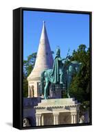 St. Istvan Statue, Fisherman's Bastion, Budapest, Hungary, Europe-Neil Farrin-Framed Stretched Canvas