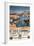 St. Ives, England - Harbor Scene with Girl and Gulls Railway Poster-Lantern Press-Framed Art Print