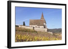 St. Jacques Church, Vineyards in Autumn, Hunawhir, Alsace, France-Markus Lange-Framed Photographic Print