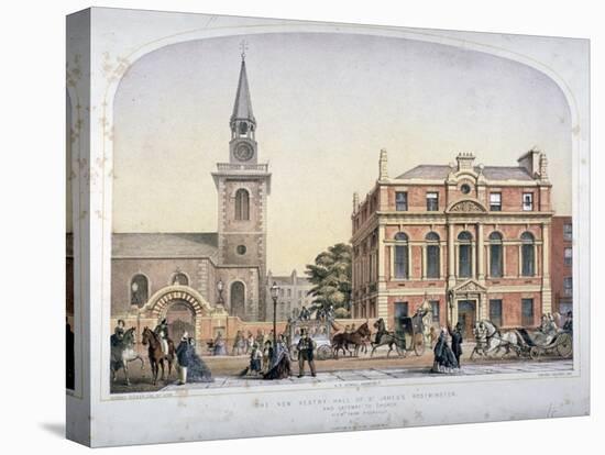 St James's Church, Piccadilly and the New Vestry Hall, London, C1856-Robert Dudley-Stretched Canvas