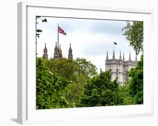 St James's Park with Flags Floating over the Rooftops of the Palace of Westminster - London-Philippe Hugonnard-Framed Photographic Print