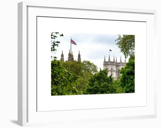 St James's Park with Flags Floating over the Rooftops of the Palace of Westminster - London-Philippe Hugonnard-Framed Art Print