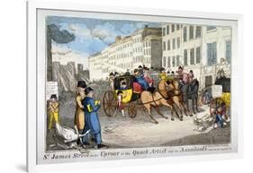 St James Street in an Uproar, or the Quack Artist and His Assailants, 1819-JL Marks-Framed Giclee Print