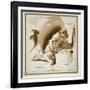 St Jerome, C.1622 - 1624 (Pen and Brown Ink with Brown Wash on White Paper)-Guercino-Framed Giclee Print