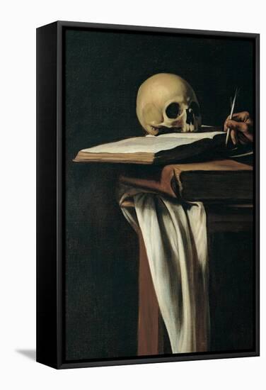 St. Jerome (Detail of skull)-Caravaggio-Framed Stretched Canvas