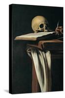 St. Jerome (Detail of skull)-Caravaggio-Stretched Canvas