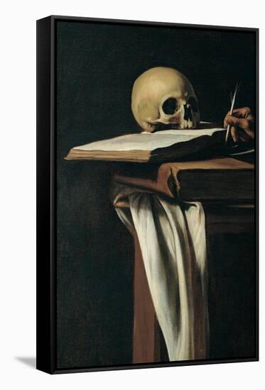 St. Jerome (Detail of skull)-Caravaggio-Framed Stretched Canvas