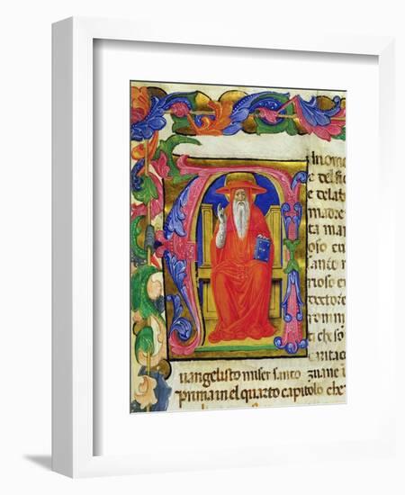 St. Jerome, from a Mariegola of the Lay Guild of St. Jeroma, C.1400-Italian School-Framed Giclee Print