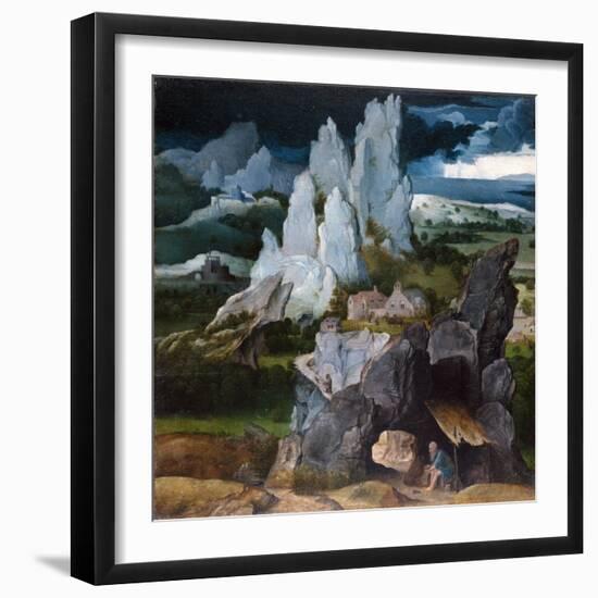 St. Jerome in a Rocky Landscape, c.1515-Joachim Patenier or Patinir-Framed Giclee Print