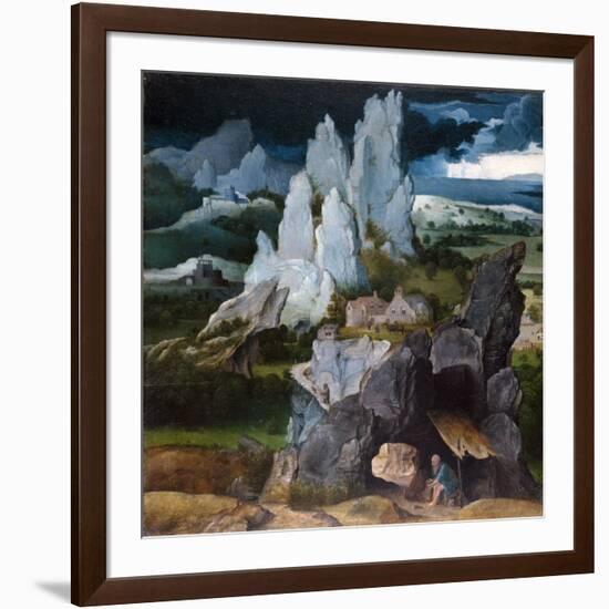 St. Jerome in a Rocky Landscape, c.1515-Joachim Patenier or Patinir-Framed Giclee Print