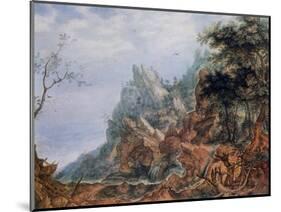 St Jerome in a Rocky Landscape, C1596-1639-Roelandt Savery-Mounted Giclee Print