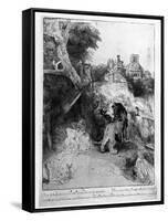 St. Jerome in an Italian Landscape, C.1653 (Etching)-Rembrandt van Rijn-Framed Stretched Canvas