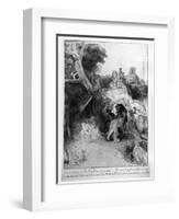 St. Jerome in an Italian Landscape, C.1653 (Etching)-Rembrandt van Rijn-Framed Premium Giclee Print