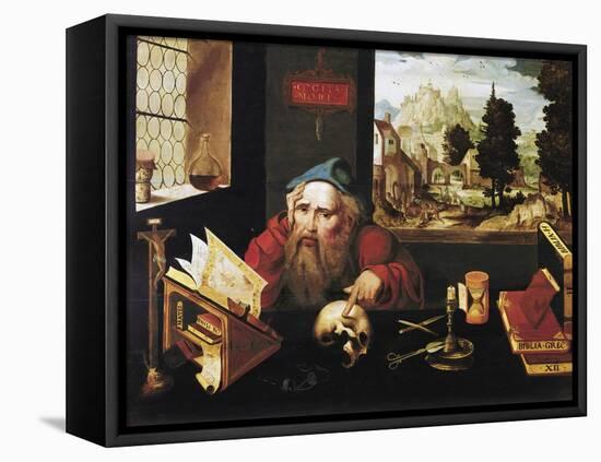 St. Jerome in His Study-Joos Van Cleve-Framed Stretched Canvas