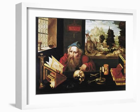 St. Jerome in His Study-Joos Van Cleve-Framed Giclee Print