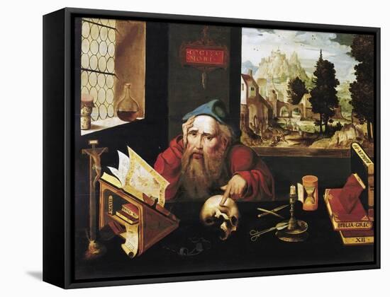 St. Jerome in His Study-Joos Van Cleve-Framed Stretched Canvas