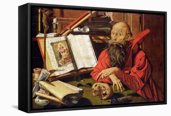 St. Jerome in Meditation-Marinus van Roejmerswaelen-Framed Stretched Canvas