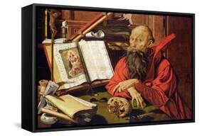 St. Jerome in Meditation-Marinus van Roejmerswaelen-Framed Stretched Canvas
