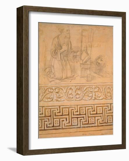 St. Jerome in Penitence, with a Lion (Pencil on Paper)-Fra Filippo Lippi-Framed Giclee Print