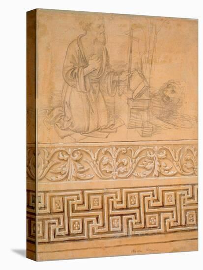 St. Jerome in Penitence, with a Lion (Pencil on Paper)-Fra Filippo Lippi-Stretched Canvas