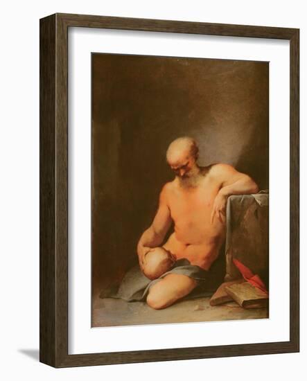 St. Jerome (Oil on Copper)-Lubin Baugin-Framed Giclee Print