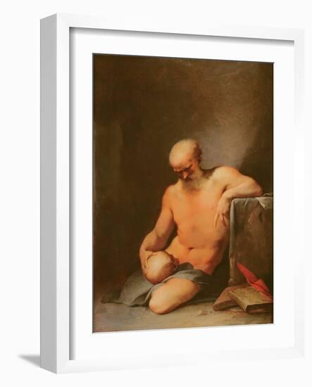 St. Jerome (Oil on Copper)-Lubin Baugin-Framed Giclee Print