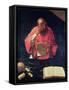 St.Jerome Reading-Georges de La Tour-Framed Stretched Canvas