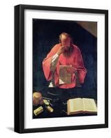 St.Jerome Reading-Georges de La Tour-Framed Giclee Print