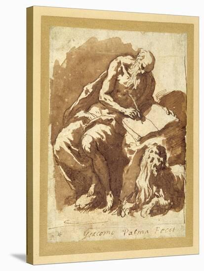 St. Jerome Seated on a Rock, Writing-Jacopo Negretti-Stretched Canvas