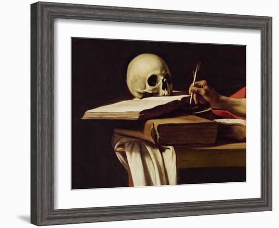 St. Jerome Writing, C.1604 (Detail)-Caravaggio-Framed Giclee Print