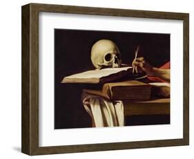 St. Jerome Writing, C.1604 (Detail)-Caravaggio-Framed Giclee Print