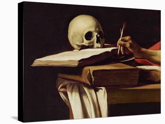 St. Jerome Writing, C.1604 (Detail)-Caravaggio-Stretched Canvas