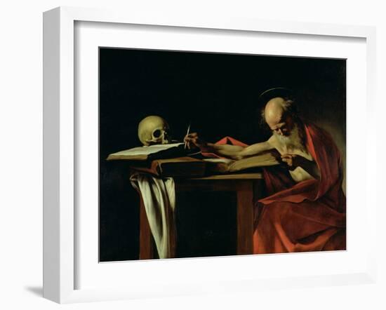 St. Jerome Writing, circa 1604-Caravaggio-Framed Giclee Print