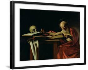 St. Jerome Writing, circa 1604-Caravaggio-Framed Giclee Print