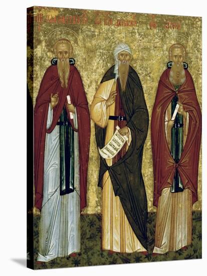 St. John Climacus (The Ladder) St. John of Damascus and St. Arsenias, Russian Icon-null-Stretched Canvas