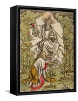 St. John on the Island of Patmos Receives Inspiration from God to Create the Apocalypse, 1498-Albrecht Dürer-Framed Stretched Canvas