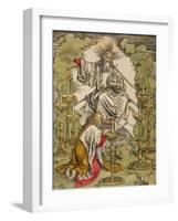 St. John on the Island of Patmos Receives Inspiration from God to Create the Apocalypse, 1498-Albrecht Dürer-Framed Giclee Print