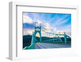 St. John's Bridge in Portland Oregon, Usa-diro-Framed Photographic Print