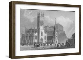 'St. John's Chapel, St. Cuthbert's Church, and New Barracks', 1829-WH Bond-Framed Giclee Print