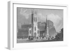 'St. John's Chapel, St. Cuthbert's Church, and New Barracks', 1829-WH Bond-Framed Giclee Print