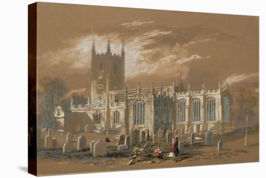 St John's Church, Newcastle, 1848 (Bodycolour, Pencil and W/C on Paper)-Isaac Shaw-Stretched Canvas