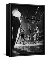 St. John's Defeating Bradley in a Basketball Game at Madison Square Garden-Gjon Mili-Framed Stretched Canvas